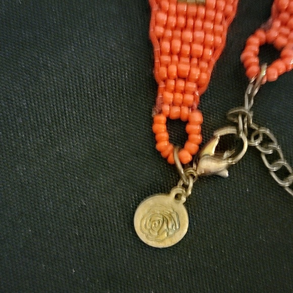 Beaded Multistrand Necklace Red and Orange - Picture 6 of 7
